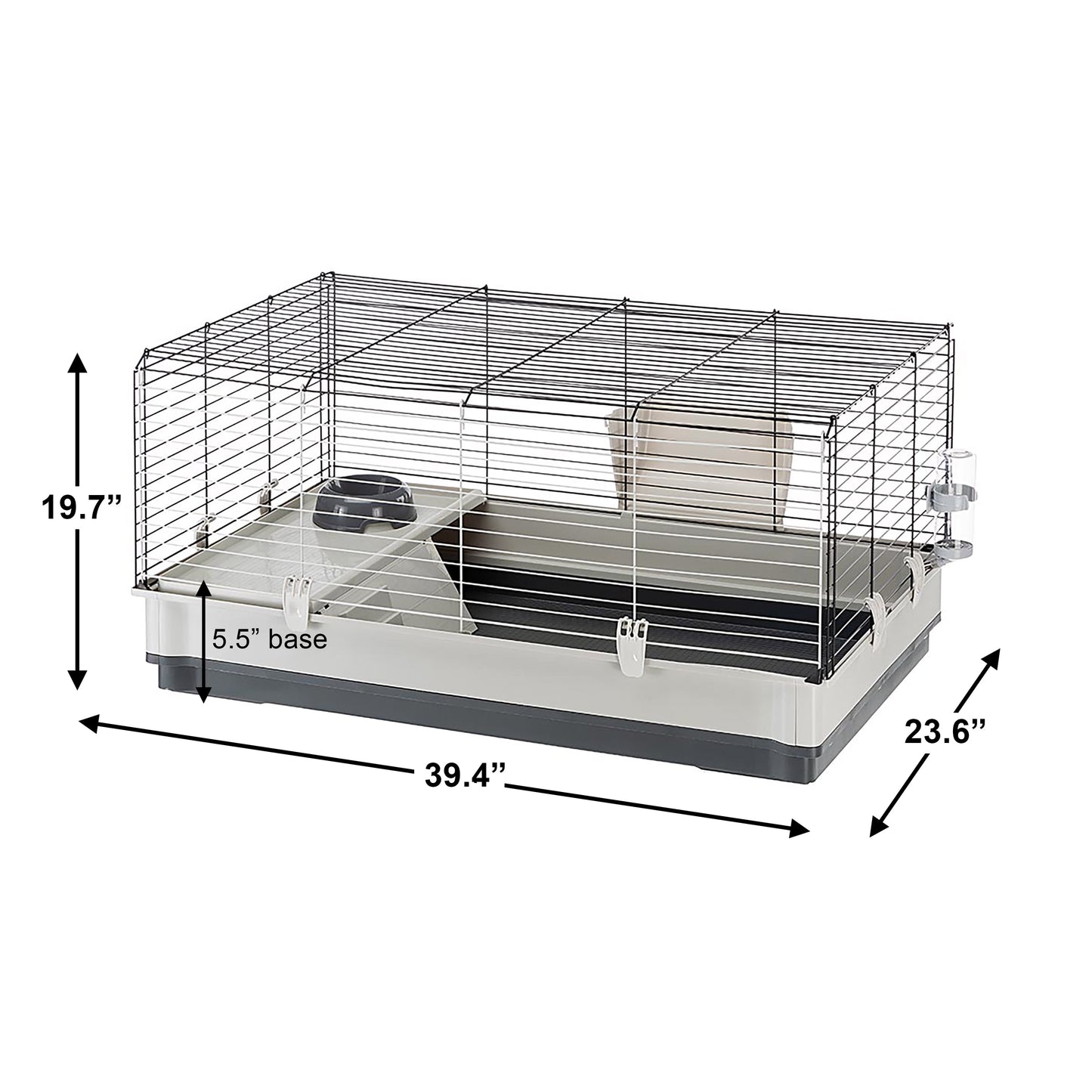 Ferplast Krolik Rabbit Cage | 39.4L X 23.6W X 19.7H Inches | Gray & Black