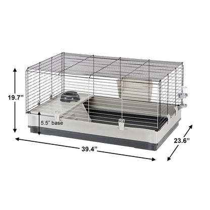 Ferplast Krolik Rabbit Cage | 39.4L X 23.6W X 19.7H Inches | Gray & Black