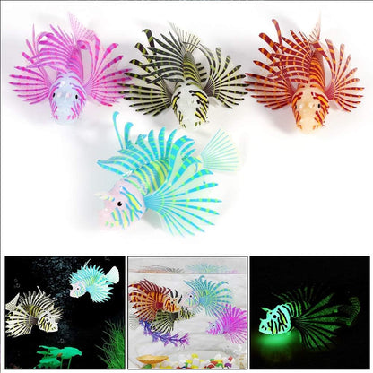 HEEPDD Artificial Glowing Fish, Artificial Glowing Lion Fish Luminous Fake Fish Aquarium Fish Landscape Ornament Simulation Animal Decoration(Red)