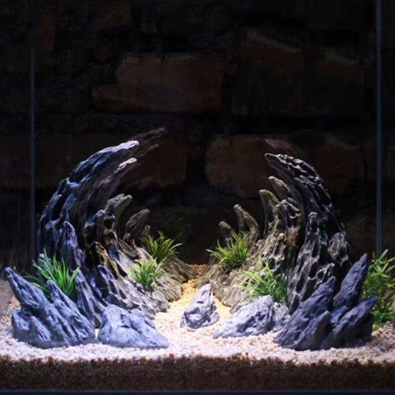 Resin Aquarium Decoration Fish Tank Simulated Canyon Ornament Acuario Rocks for Aquarium Fish Decor 2Pcs