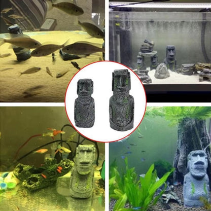 Easter Island Stone Statue Resin Ornament Fish Tank Aquarium Decoration Artificial Stone Aquarium Decor