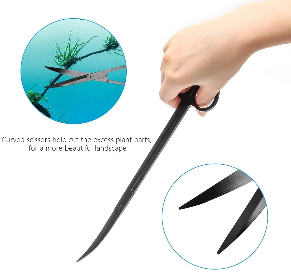 Plutput Aquascape Tool Kit Long Stainless Steel Aquarium Plant Tools Aquarium Tweezers Scissors Spatula Tool Set for Fish Tank Aquascape Aquarium Cleaning