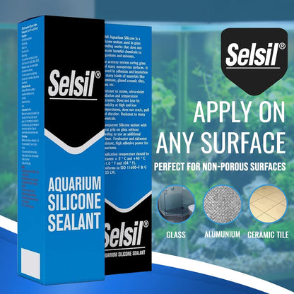 SELSIL Aquarium Silicone Clear Sealant - High Elasticity, Safe for Fish, Silicone Polymer, Solvent-Free, Ozone-Resistant Silicone Sealant for Freshwater and Saltwater, Transparent 10.14 Fl Oz, 1 Pack