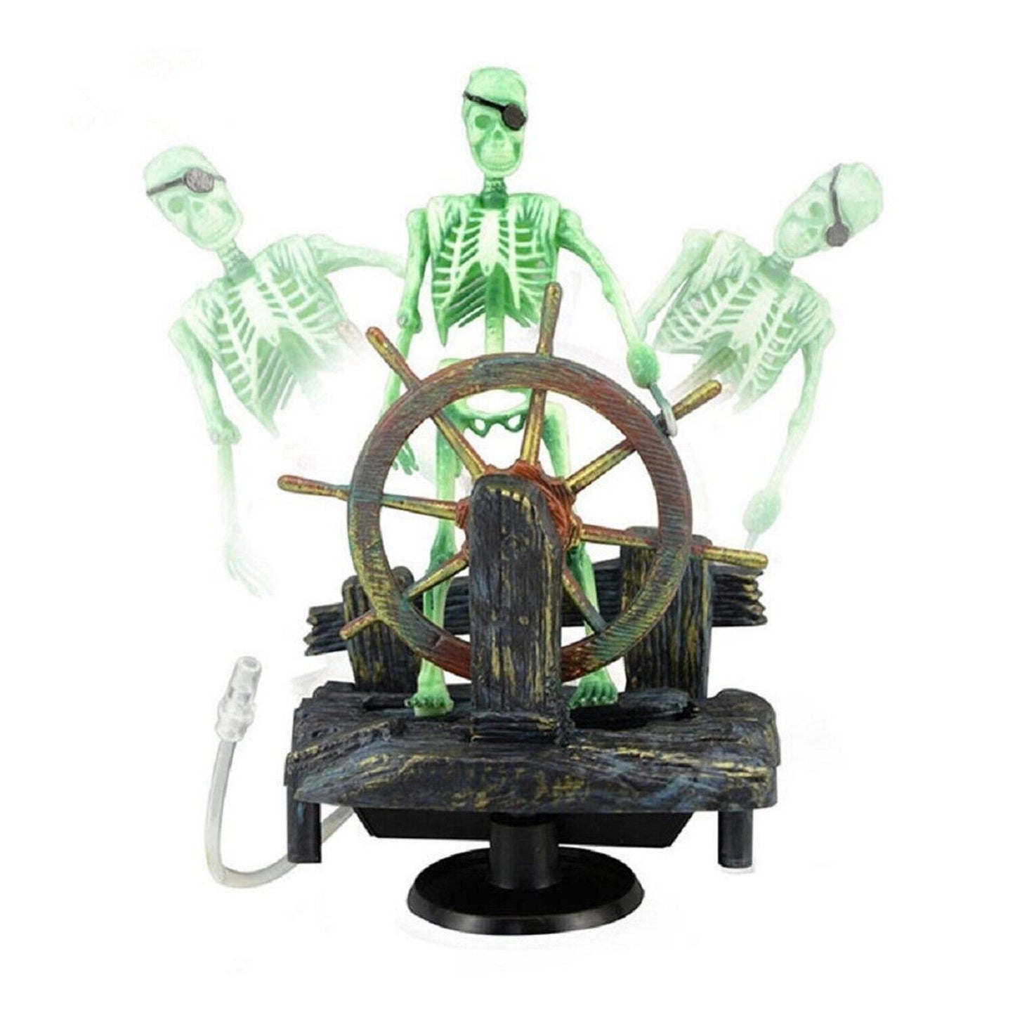 Aquarium Decor Ornament Air-Driven Active Skeleton Pirate Captain for Fish Ta...