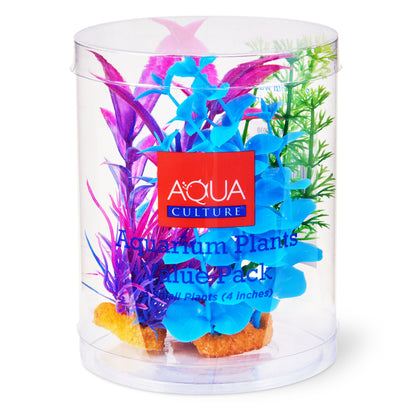 Aqua Culture Aquarium Plant Value Pack, 4" Small Plants, 3 Count Silicone Material