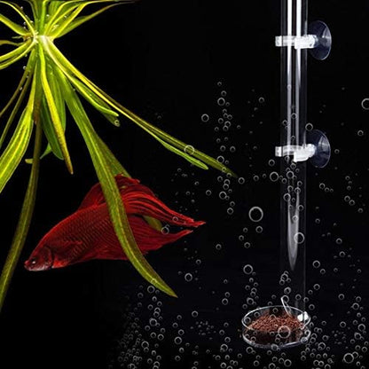 GLOGLOW Aquarium Feeder, Acrylic Transparent Fish Feeding Tube with Tray Aquarium Fish Shrimp Feeder with Fixing Bracket Suction Cups(32Cm)