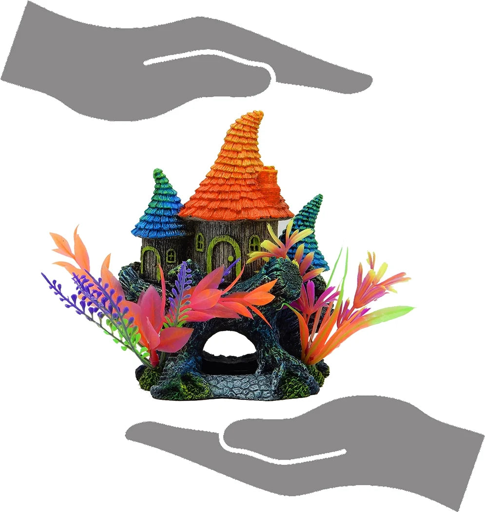 Aqua Culture Elf House Aquarium Ornament - Multicolor