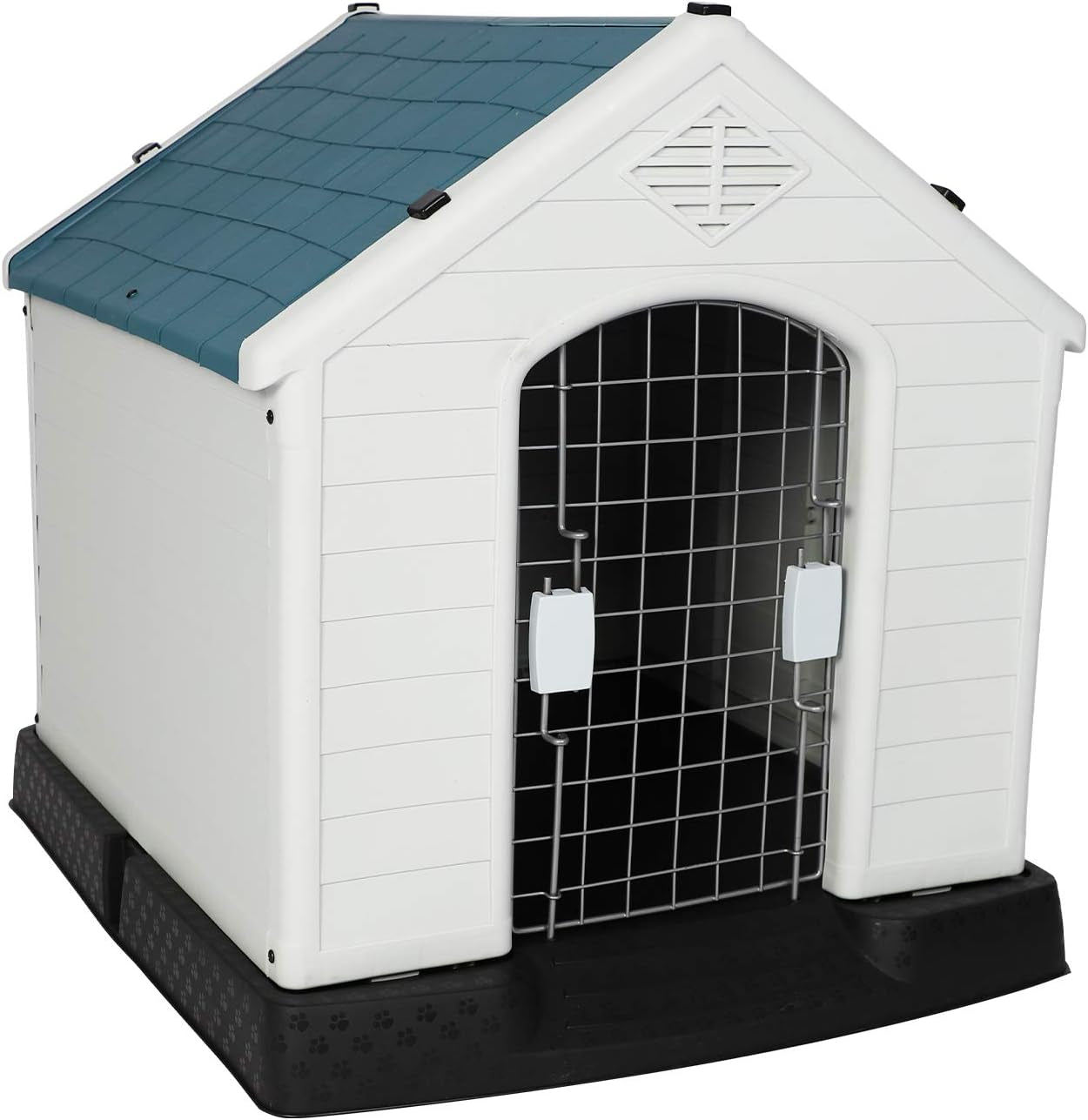 LUCKYERMORE Outdoor Dog House with Door Lightweight Plastic Pet Kennel Waterproof Windproof, Small