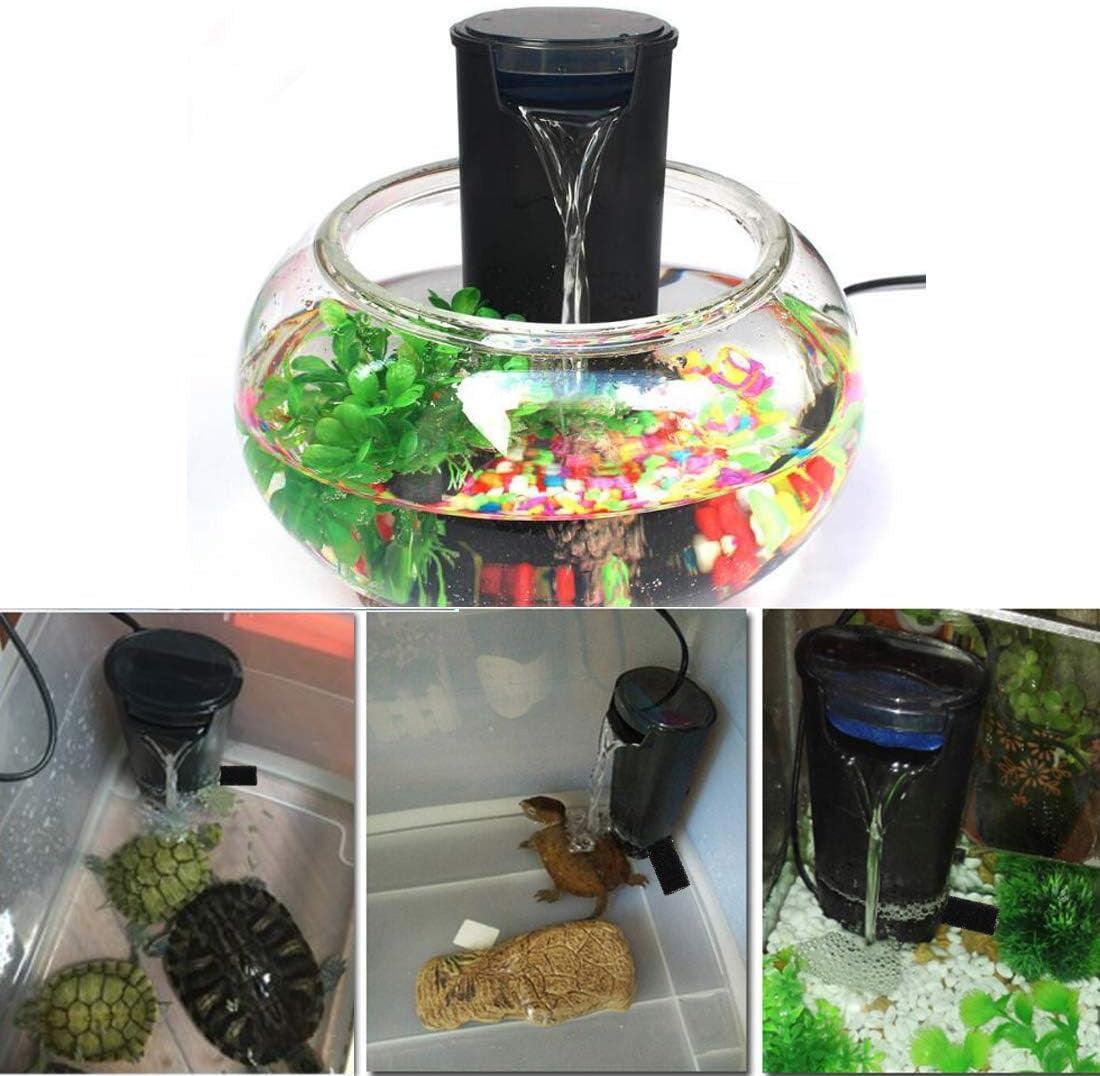 Aquarium Turtle Filter Waterfall Flow Water Clean Pump Bio-Filtration for Reptiles Tank Low Level Waterfall Filter for Small Fish Tank Turtle Tank Shrimp Amphibian Frog Crab (Aquarium Filter)