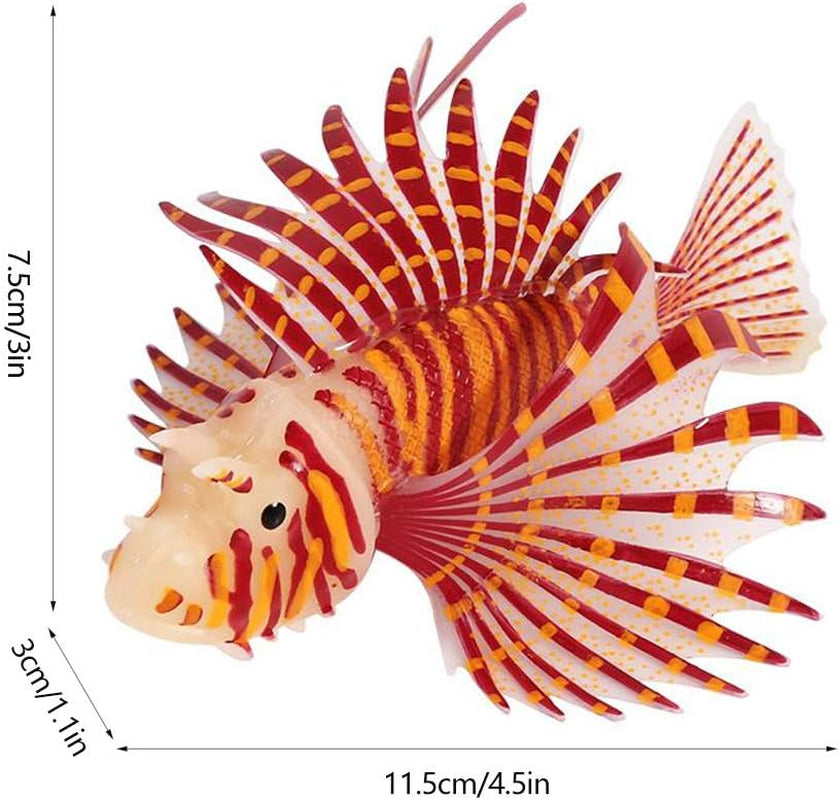 HEEPDD Artificial Glowing Fish, Artificial Glowing Lion Fish Luminous Fake Fish Aquarium Fish Landscape Ornament Simulation Animal Decoration(Red)