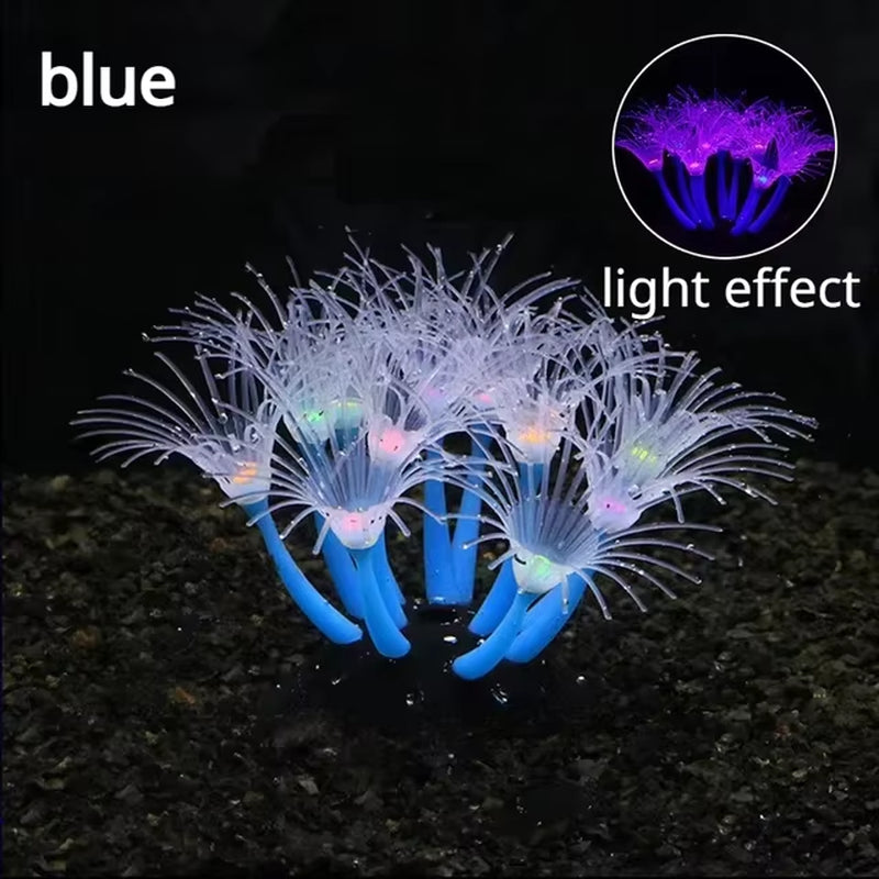 Simulation Silicone Coral Fish Tank Decorations Aquarium Landscape Supplies Aquatic Plant Sunflower Fluorescence Ornaments Reef