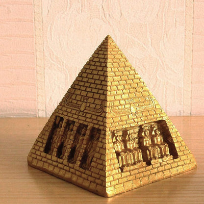 Pyramid Pharaoh Aquarium Fish Tank Decorations Statues Figurine Sculpture Ancient Egypt Reptile Turtle Lizard Spider Tanks Terrarium Egyptian Décor Ornament Pet (Gold Pyramid)