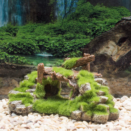 Aquarium Rockery Hideaway Aquatic Caves Multifunctional Bridge Ornament Fish Tank Decoration for Table Desktop Decorative