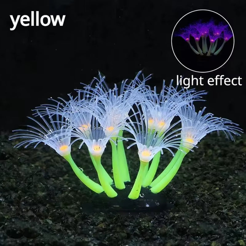 Simulation Silicone Coral Fish Tank Decorations Aquarium Landscape Supplies Aquatic Plant Sunflower Fluorescence Ornaments Reef