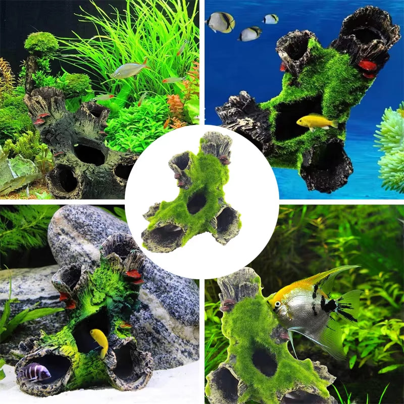 Aquarium Tree Trunk Resin for Fish Tank Decoration for Hiding Shrimp and Fish Landscape Rock Hiding Cave Tree Decoration