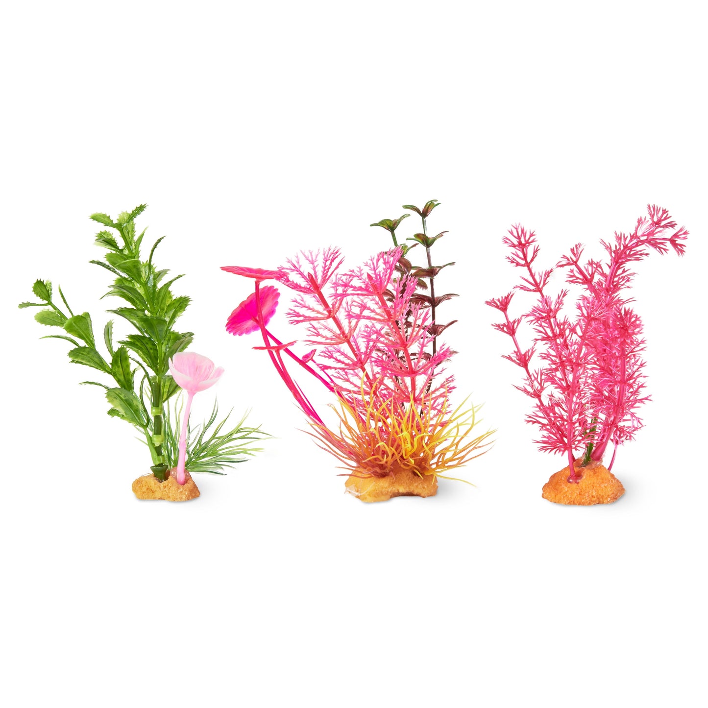 Aqua Culture Aquarium Plant Value Pack, 4" Small Plants, 3 Count Silicone Material