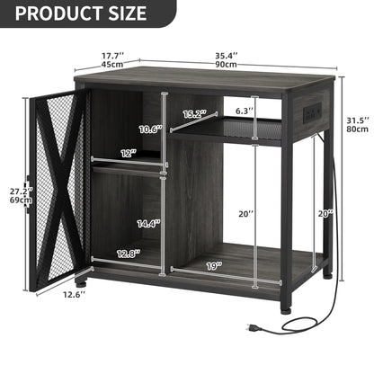 Dextrus Fish Tank Stand Metal Aquarium Stand with Power Outlets & LED Light and Cabinet, for 40-50 Gallon Aquarium Bearable 880LBS Capacity, Gray & Black