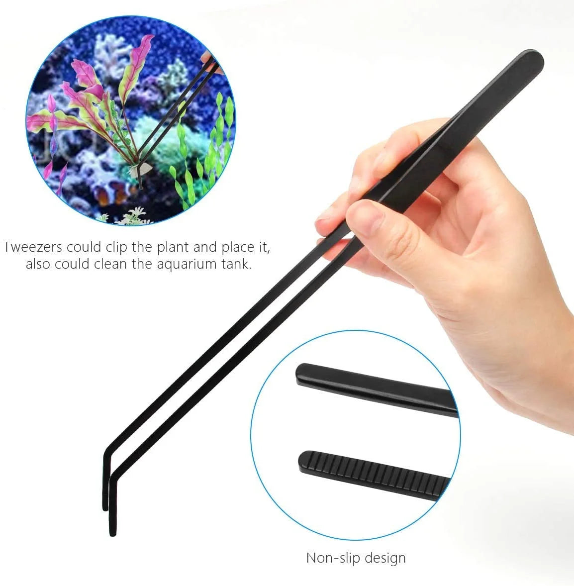 Plutput Aquascape Tool Kit Long Stainless Steel Aquarium Plant Tools Aquarium Tweezers Scissors Spatula Tool Set for Fish Tank Aquascape Aquarium Cleaning