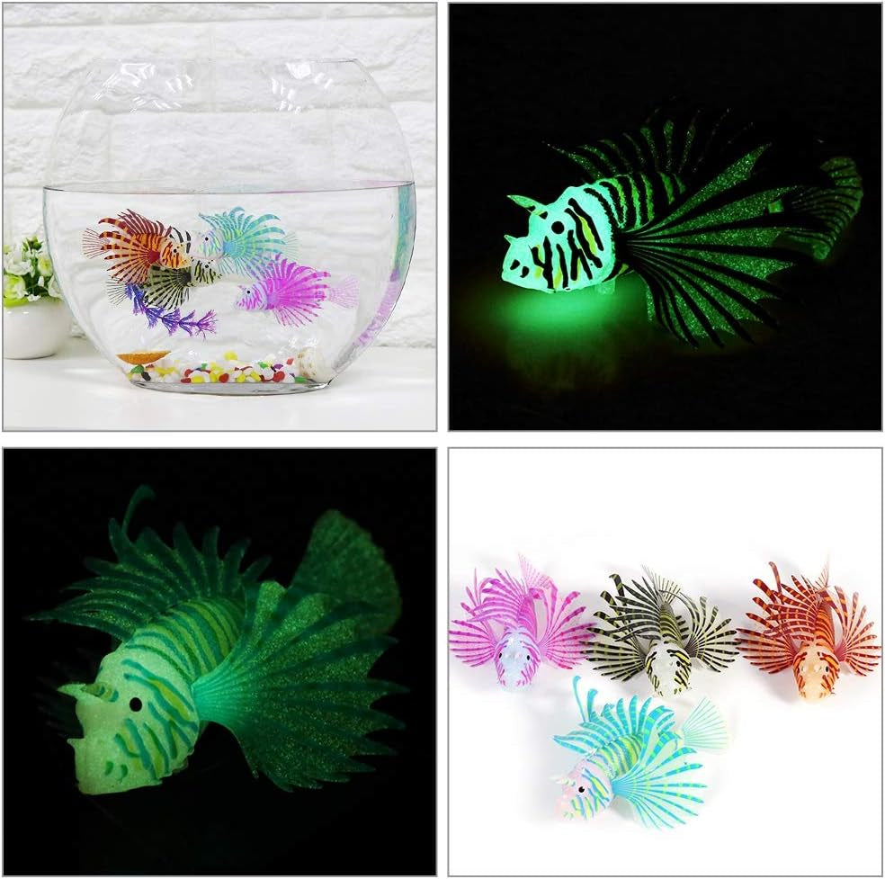 HEEPDD Artificial Glowing Fish, Artificial Glowing Lion Fish Luminous Fake Fish Aquarium Fish Landscape Ornament Simulation Animal Decoration(Red)