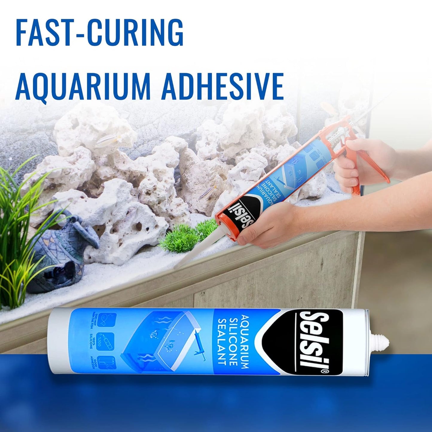 SELSIL Aquarium Silicone Clear Sealant - High Elasticity, Safe for Fish, Silicone Polymer, Solvent-Free, Ozone-Resistant Silicone Sealant for Freshwater and Saltwater, Transparent 10.14 Fl Oz, 1 Pack