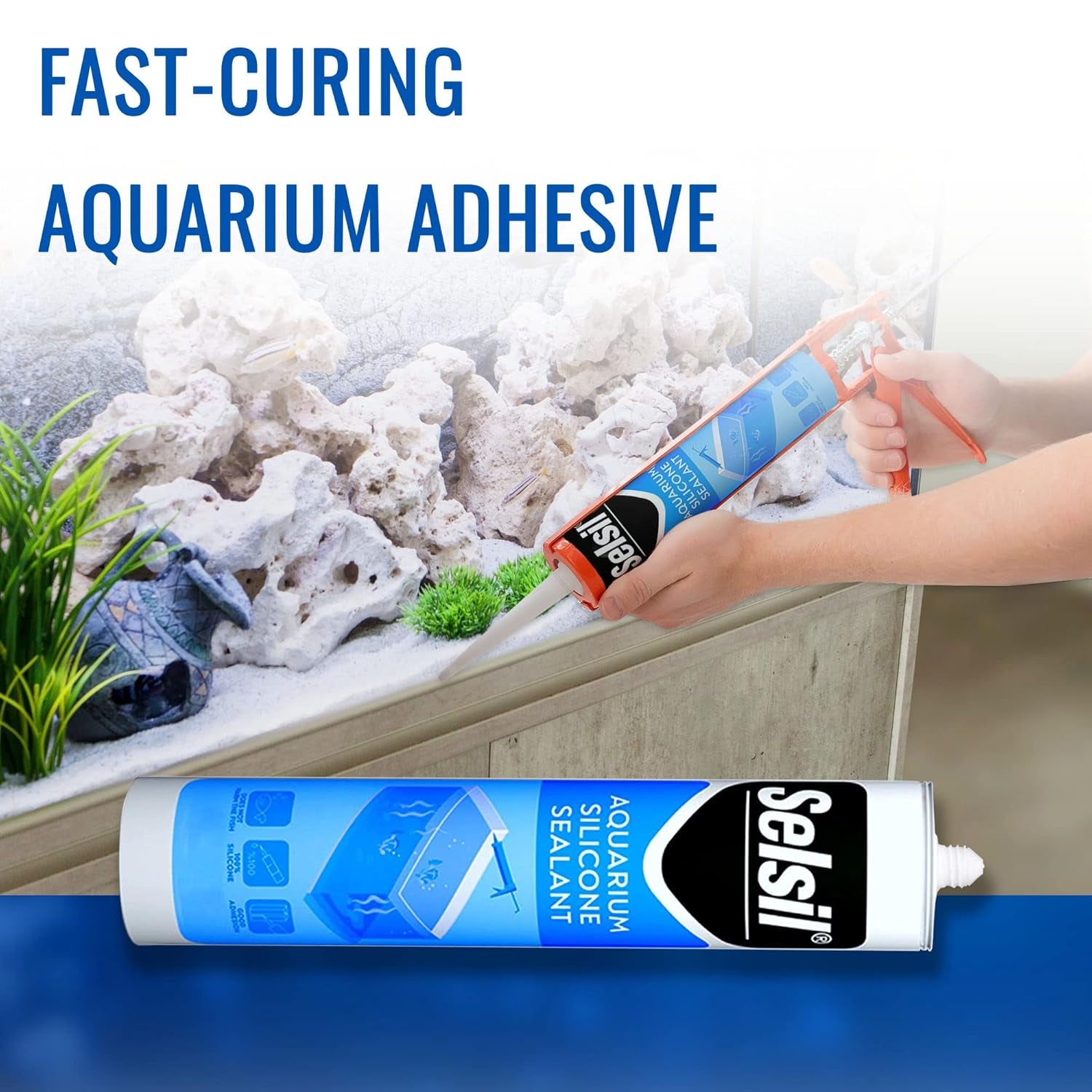 SELSIL Aquarium Silicone Clear Sealant - High Elasticity, Safe for Fish, Silicone Polymer, Solvent-Free, Ozone-Resistant Silicone Sealant for Freshwater and Saltwater, Transparent 10.14 Fl Oz, 1 Pack