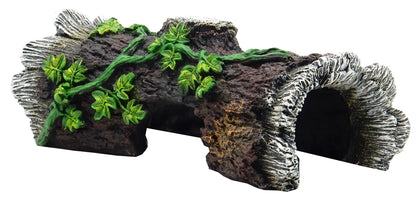 Aqua Culture X-Large Wood Log Reptile Ornament - Brown, White, Green