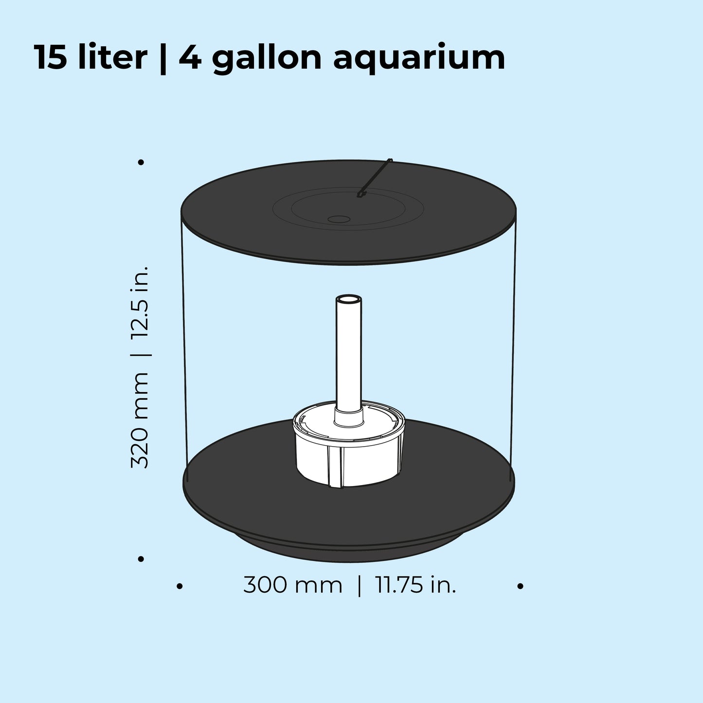 Biorb TUBE 15 Aquarium with Standard Light - 4 Gallon, Black, Acrylic