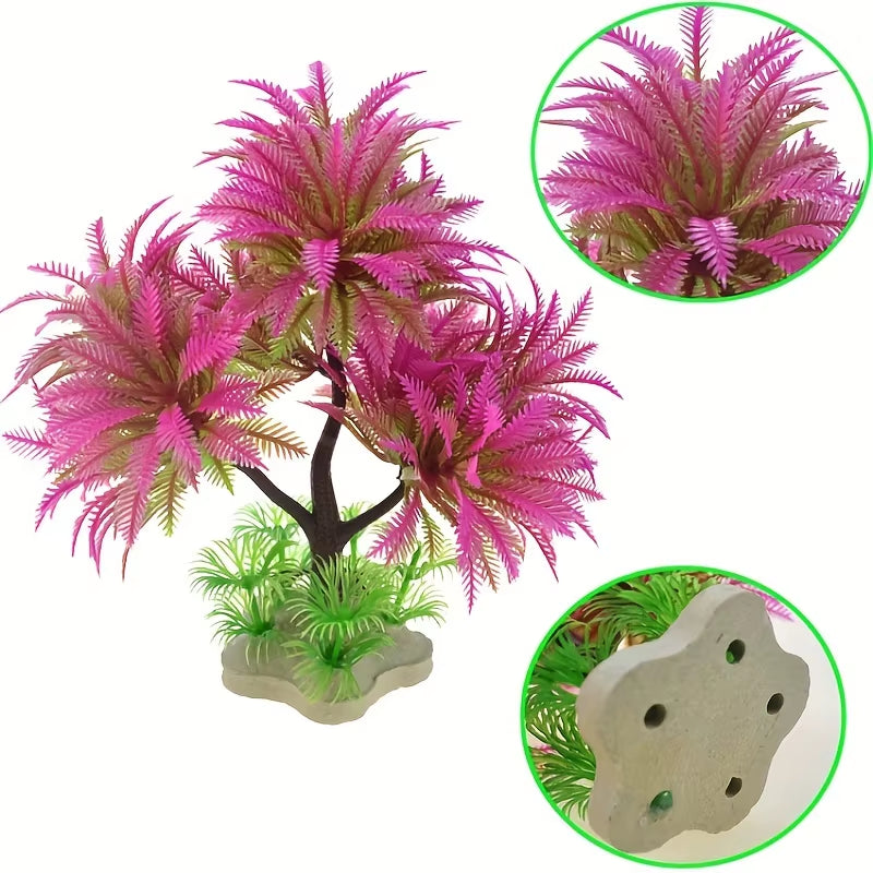 Fish Tank Landscaping Aquarium Decoration Plastic Coconut Tree Plant Simulation Seaweed Ornaments