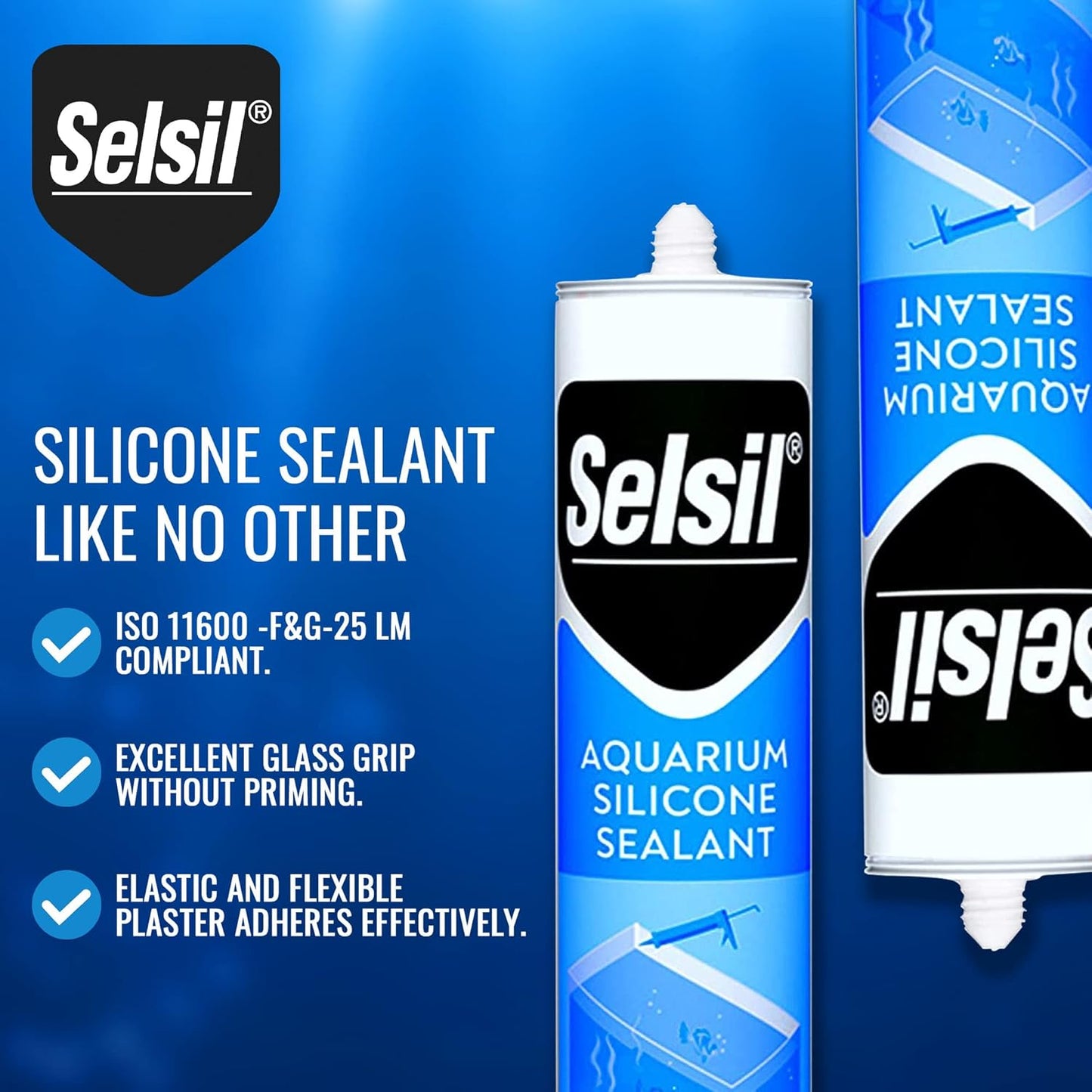 SELSIL Aquarium Silicone Clear Sealant - High Elasticity, Safe for Fish, Silicone Polymer, Solvent-Free, Ozone-Resistant Silicone Sealant for Freshwater and Saltwater, Transparent 10.14 Fl Oz, 1 Pack