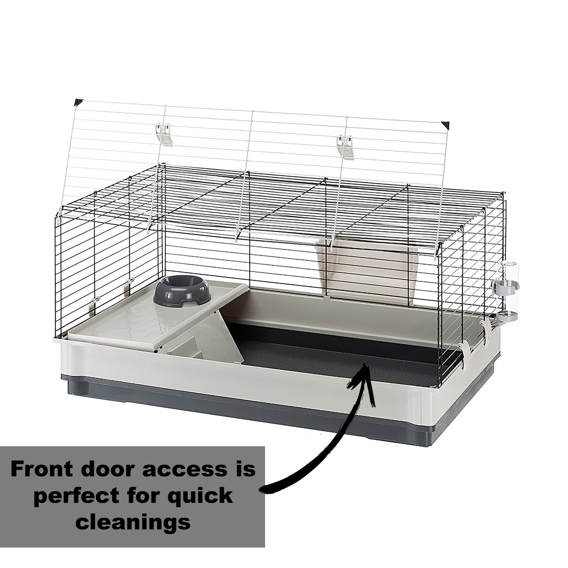 Ferplast Krolik Rabbit Cage | 39.4L X 23.6W X 19.7H Inches | Gray & Black