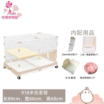 Rabbit Cage Automatic Dung Cleaning Rabbit Cage Household Extra Large Rabbit Cage Rabbit Villa Nest Rabbit House Pet Cage