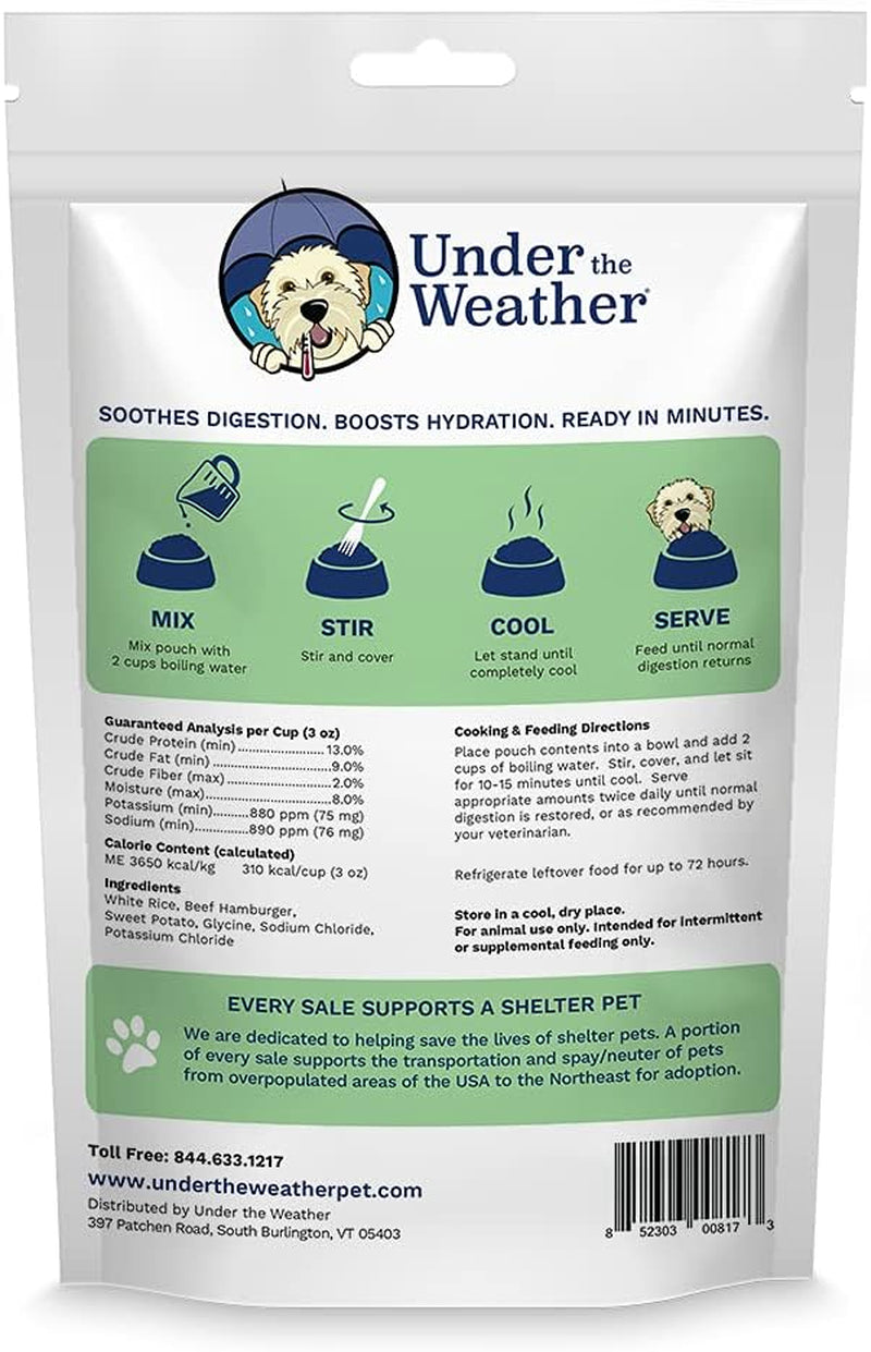 Bland Diet for Dogs | Easy to Digest for Sick Dogs |Always Be Ready| Contains Electrolytes - Natural Freeze Dried 100% Human Grade Meats| 1 Pack- Rice, Hamburger & Sweet Potato - 6Oz