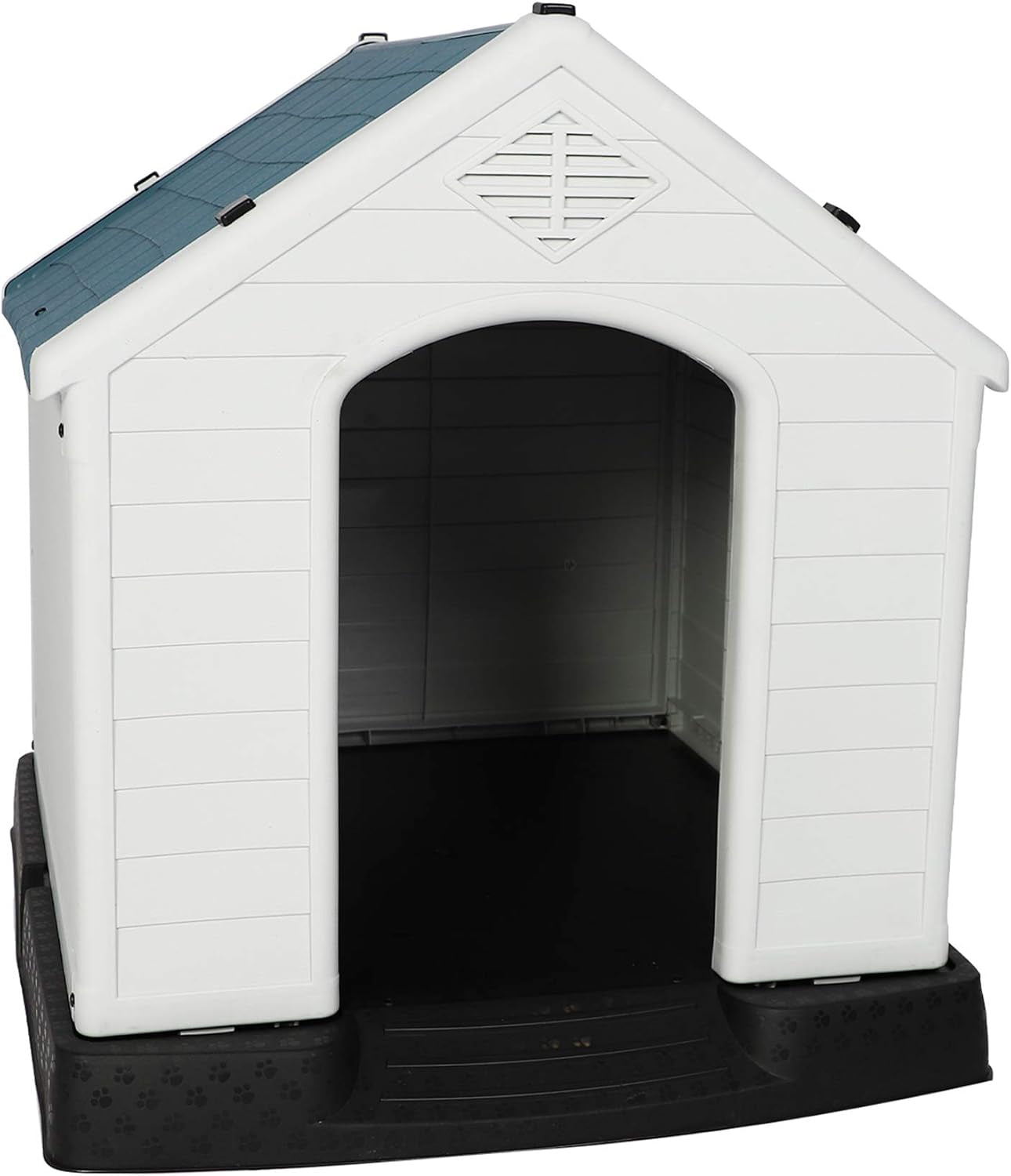 LUCKYERMORE Outdoor Dog House with Door Lightweight Plastic Pet Kennel Waterproof Windproof, Small