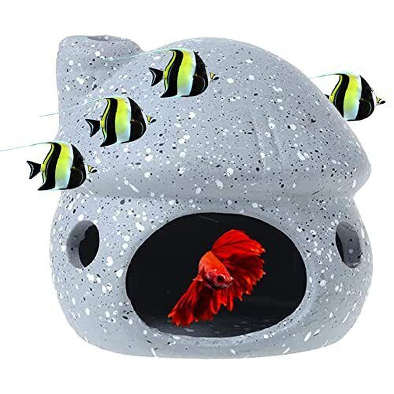 Aquarium Decorations Mushroom House Ceramic Cave Betta Fish Hideout Breeding