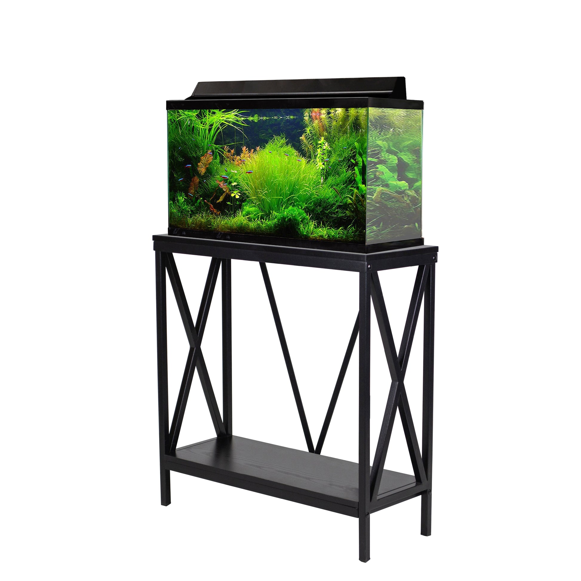 Aquatic Fundamentals 29/37 Gallon Wood + Metal Aquarium Stand