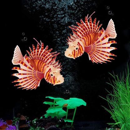 HEEPDD Artificial Glowing Fish, Artificial Glowing Lion Fish Luminous Fake Fish Aquarium Fish Landscape Ornament Simulation Animal Decoration(Red)