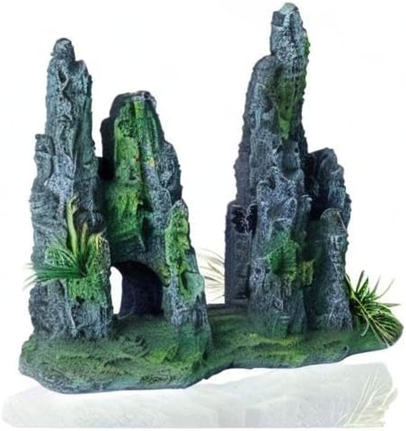 FEDOUR Aquarium Mountain View Stone Ornament Tree Rock Cave Landscape, Large Aquarium Ornament Rock Artificial Fish Tank Decoration