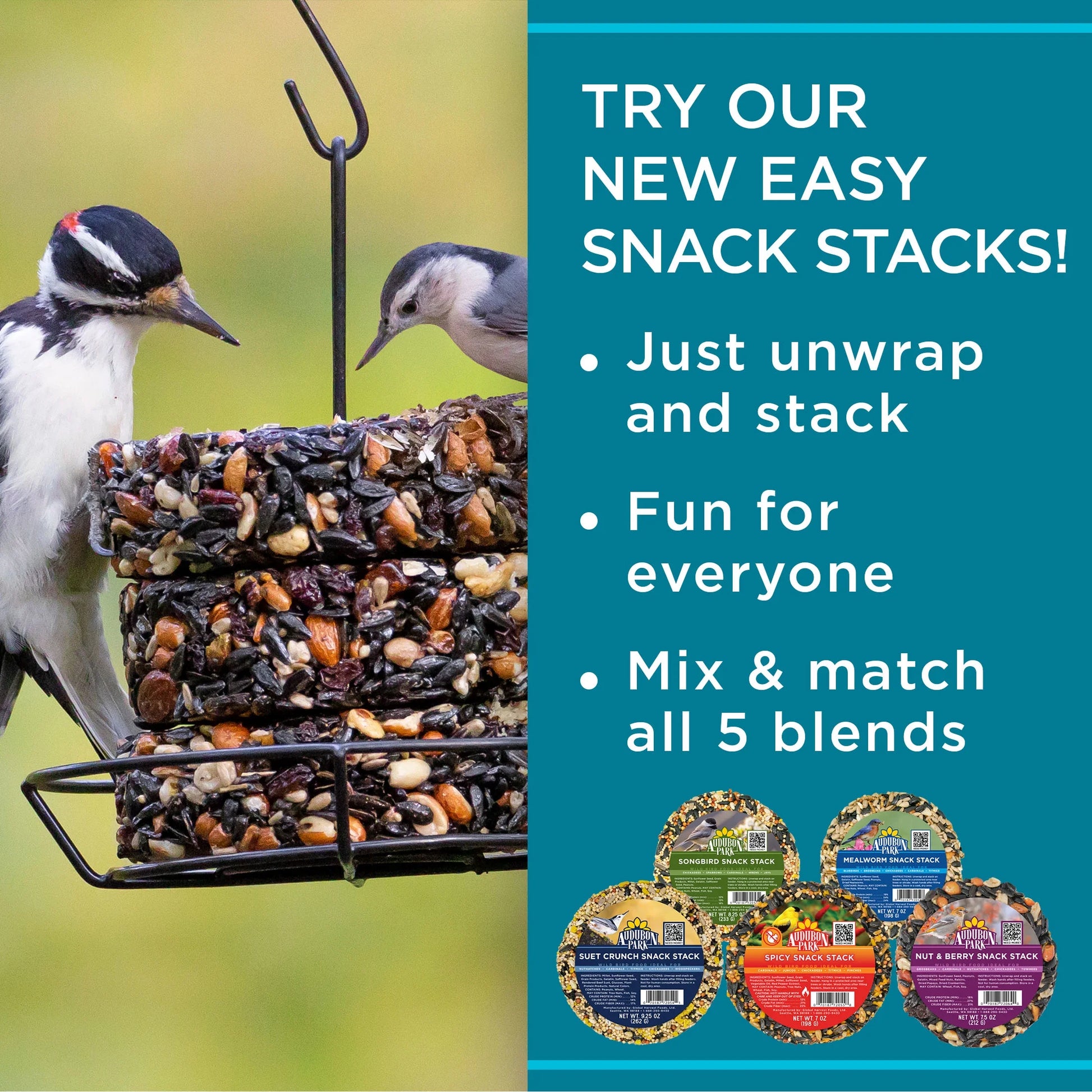 Spicy Snack Stack Wild Bird Food, Dry, 1 Count per Pack, 7 Oz.