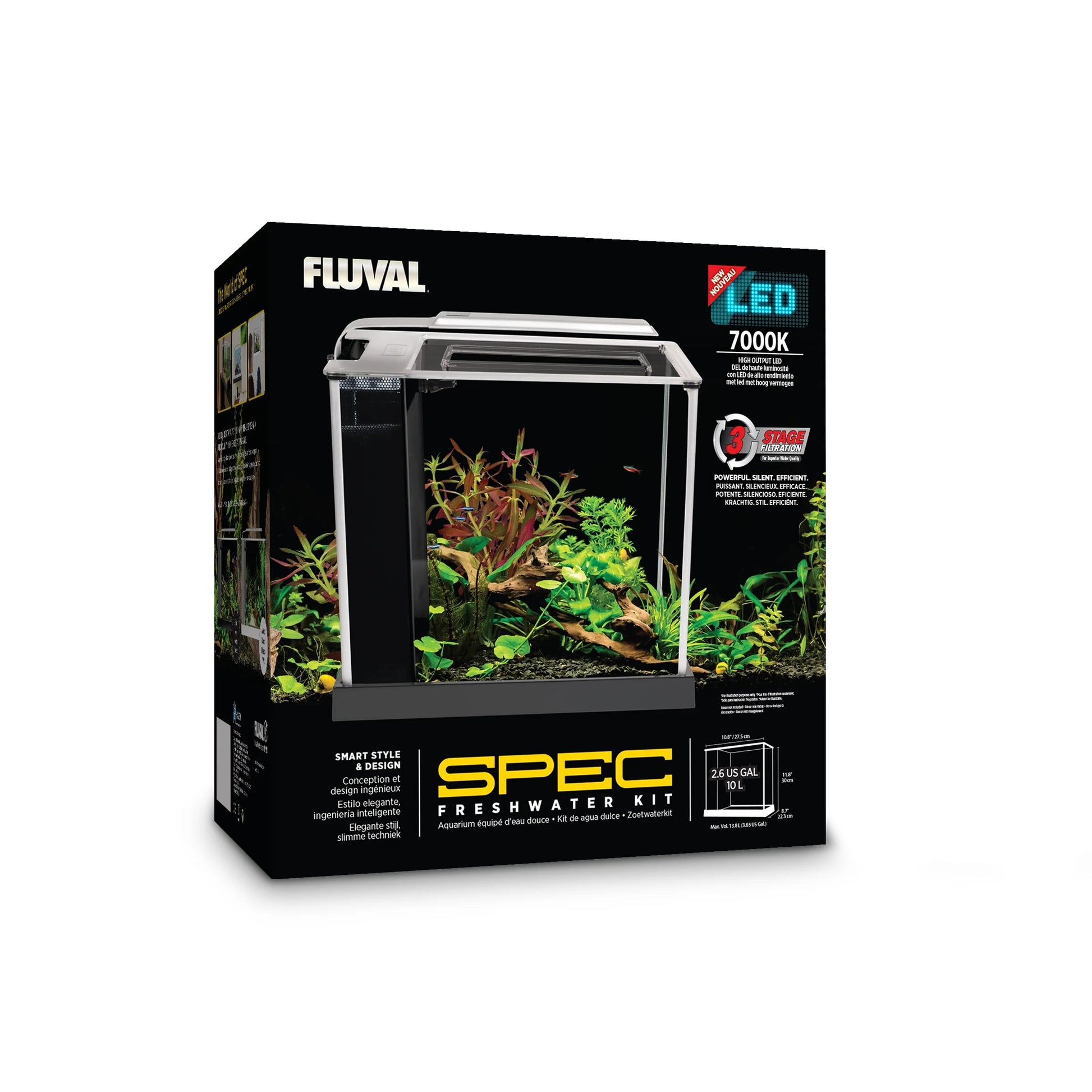 Fluval Spec III Aquarium Kit, 2.6 Gallon, Black