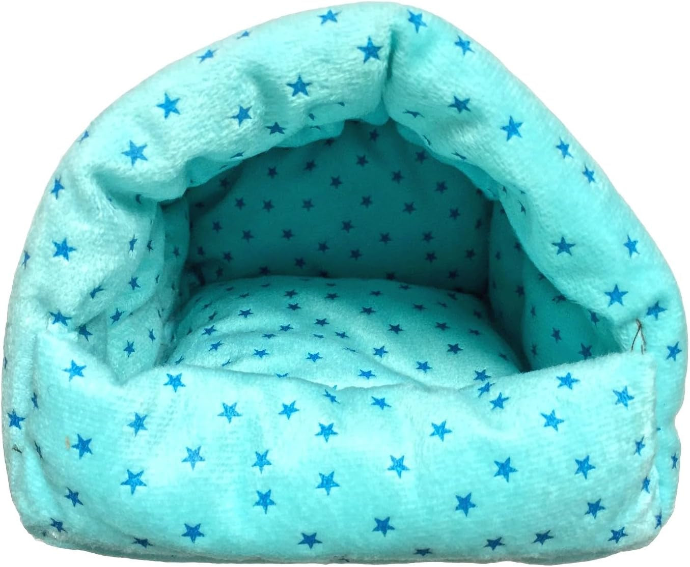 WOWOWMEOW Guinea Pig Cave Bed Small Animals Warm Cage Hanging Bed for Rat, Chinchilla, Hedgehog, Rabbit (M, Star-Blue)