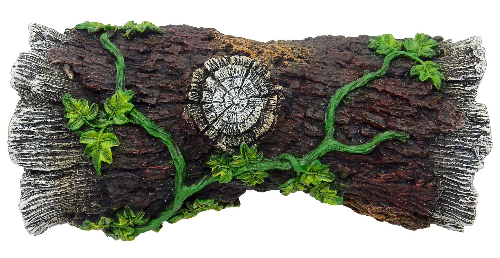 Aqua Culture X-Large Wood Log Reptile Ornament - Brown, White, Green