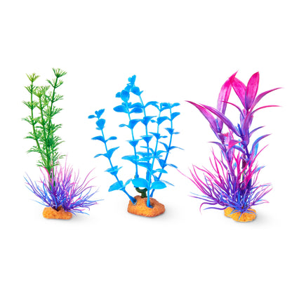 Aqua Culture Aquarium Plant Value Pack, 4" Small Plants, 3 Count Silicone Material