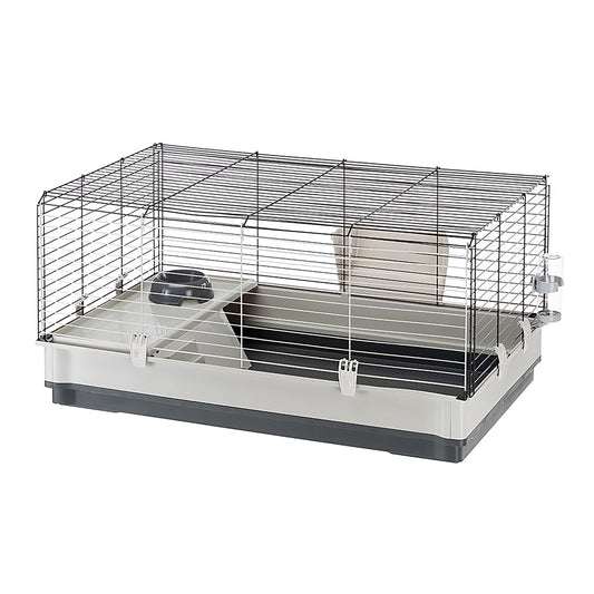 Ferplast Krolik Rabbit Cage | 39.4L X 23.6W X 19.7H Inches | Gray & Black