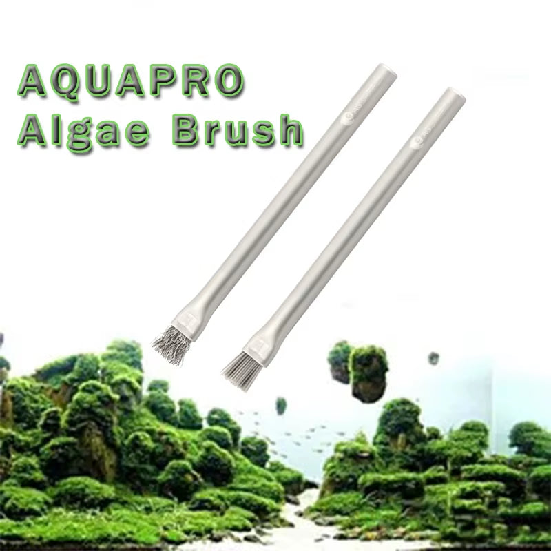 Aquapro Algae Brush Aquarium Accessory Fish Tank Cleaning Tool Stainless Steel Hard Pro Water Cleaner Remover Plant ADA Quality