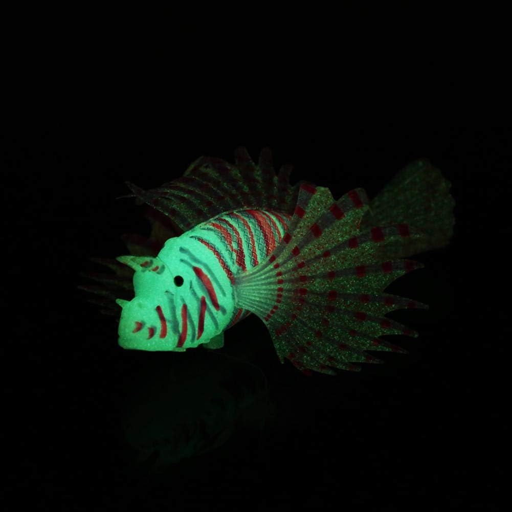 HEEPDD Artificial Glowing Fish, Artificial Glowing Lion Fish Luminous Fake Fish Aquarium Fish Landscape Ornament Simulation Animal Decoration(Red)