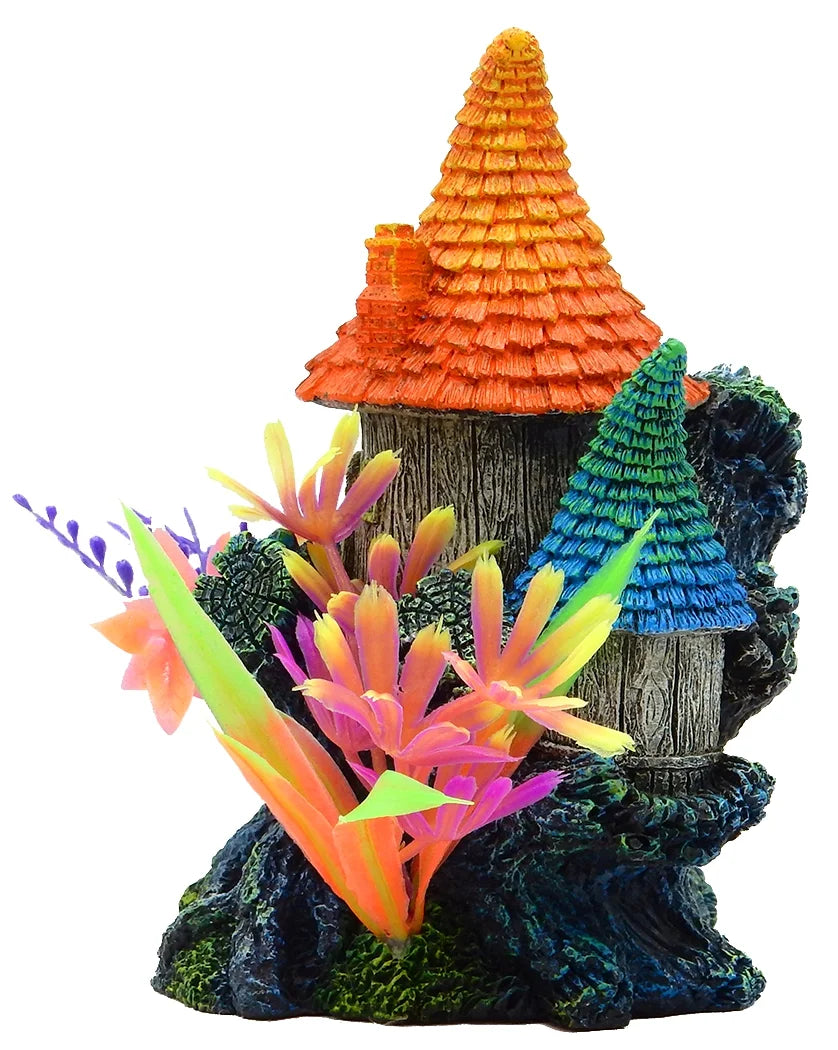 Aqua Culture Elf House Aquarium Ornament - Multicolor