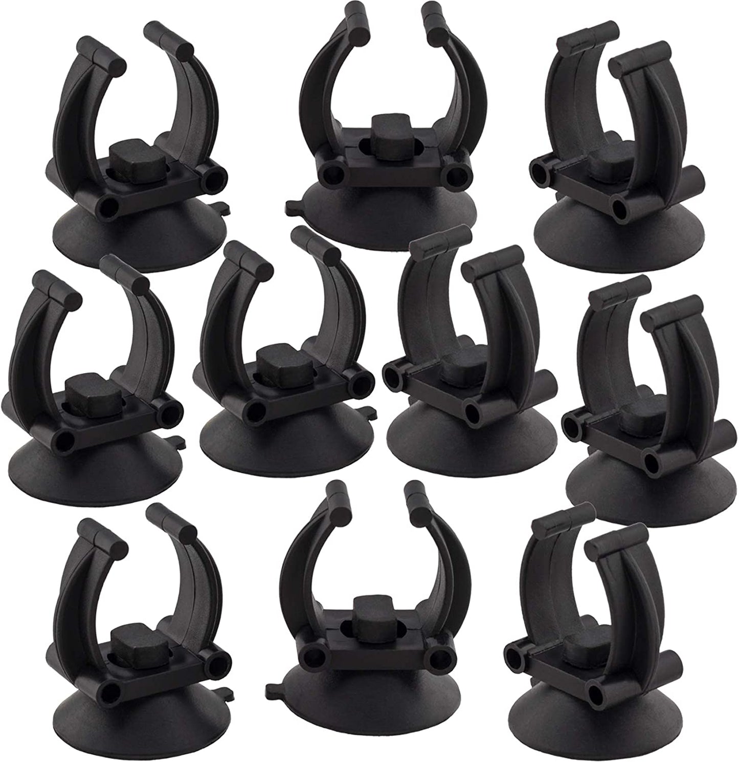 OIIKI 10 PCS Aquarium Heater Suction Cups with Clips, Air Hose Tube Holders Clamps for Fish Tank (Black)