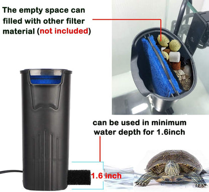 Aquarium Turtle Filter Waterfall Flow Water Clean Pump Bio-Filtration for Reptiles Tank Low Level Waterfall Filter for Small Fish Tank Turtle Tank Shrimp Amphibian Frog Crab (Aquarium Filter)