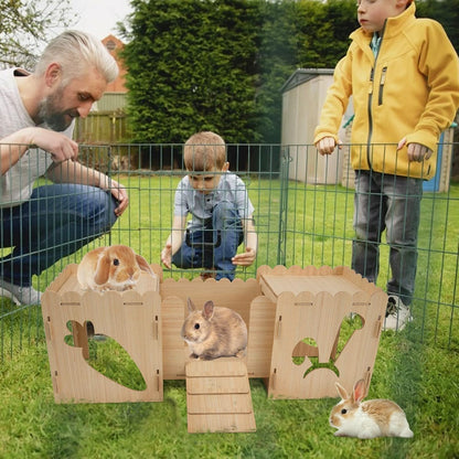 Biggun Wooden Rabbit Castle Hideout Tunnel Playhouse- Large Handmade Bunny Rabbit Castle Small Animal Rest and Play House with Ladder & Tunnel for Chinchilla Guinea Pig Hamster Hideout Habitat