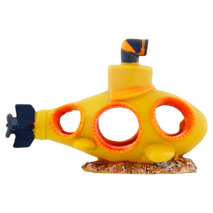 Aqua Culture Yellow Submarine Glow in the Dark Polyresin Aquarium Ornament